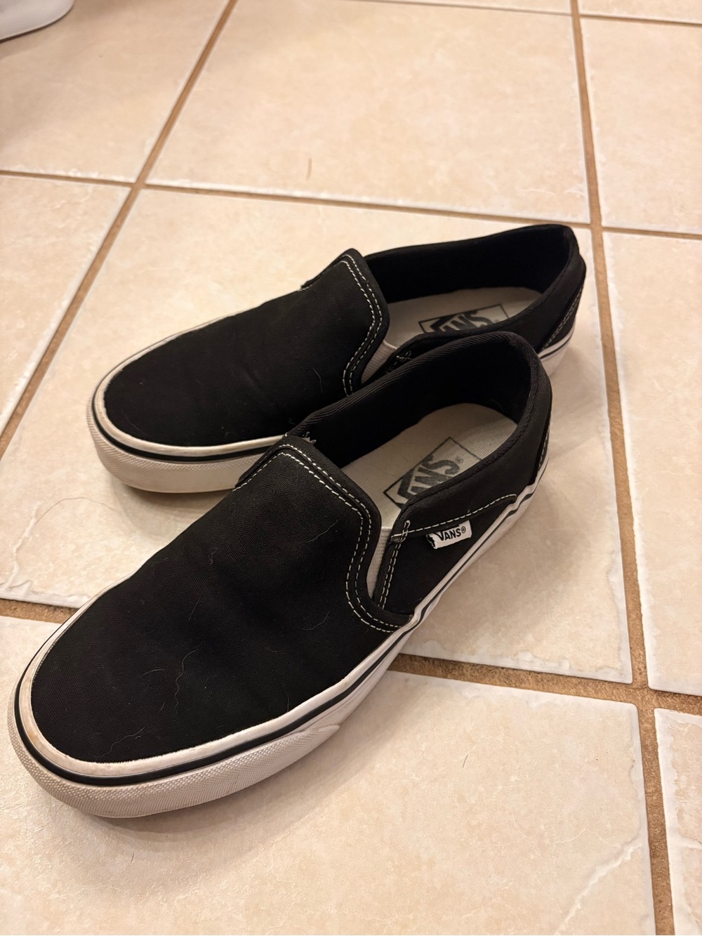 Vans Black Canvas Slip-On Loafers